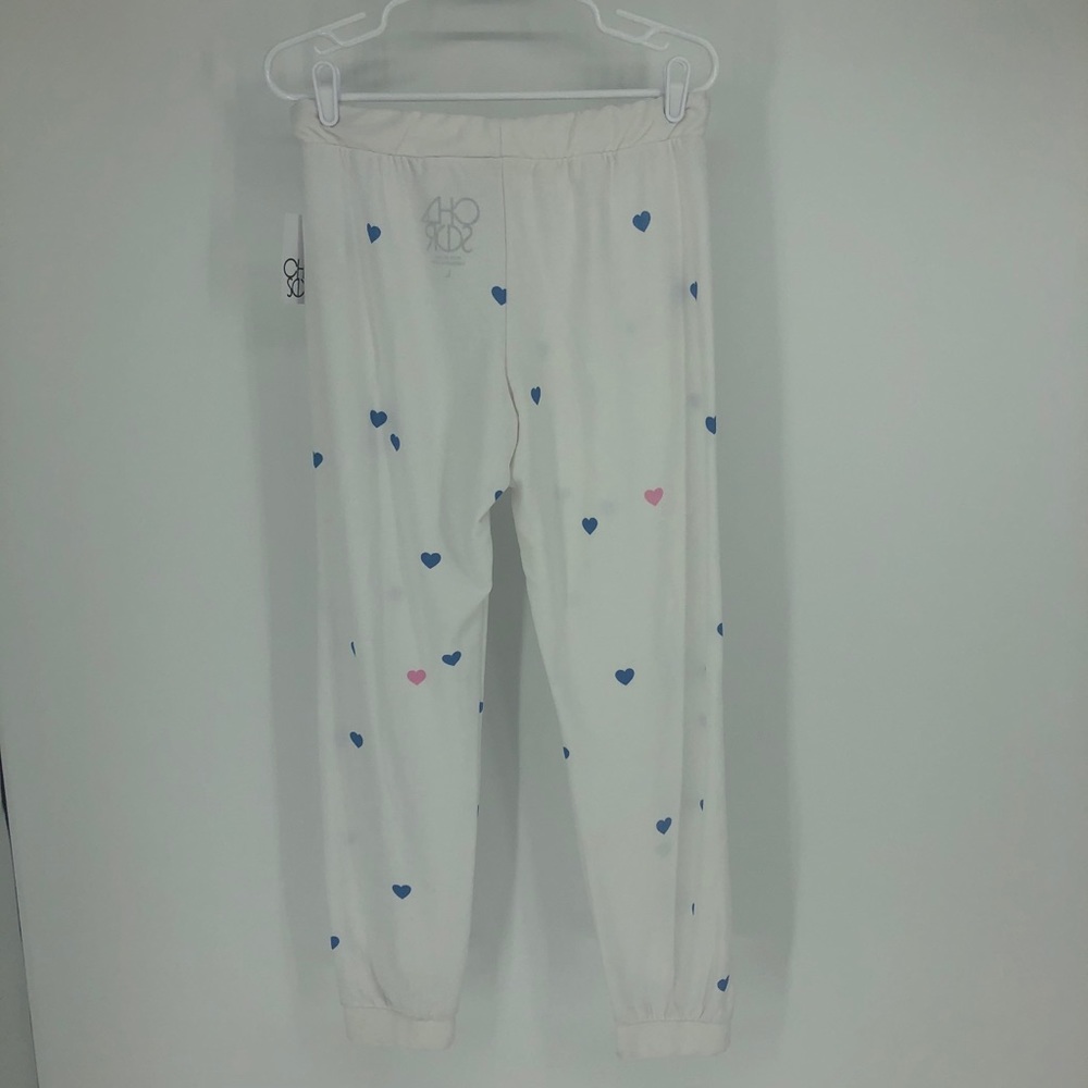 CHASER NWT COZY KNIT HEART PRINT LOUNGE PANTS WHIT - Picture 4 of 9